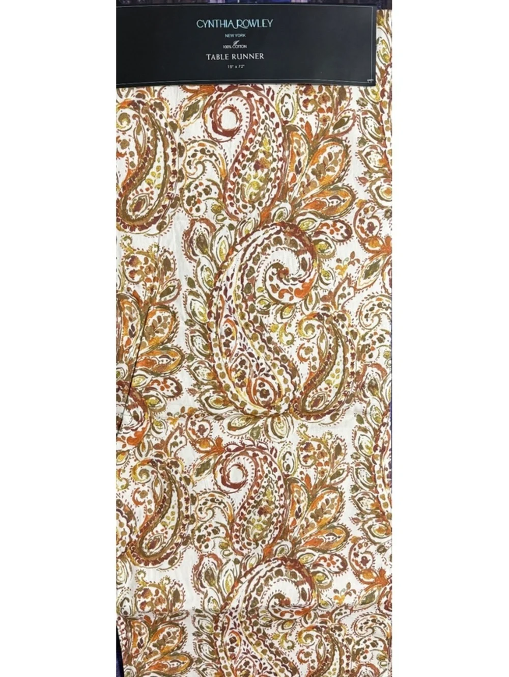 Cynthia Rowley Boho Table Runner 15”x 72” Paisley 100% Cotton Fall